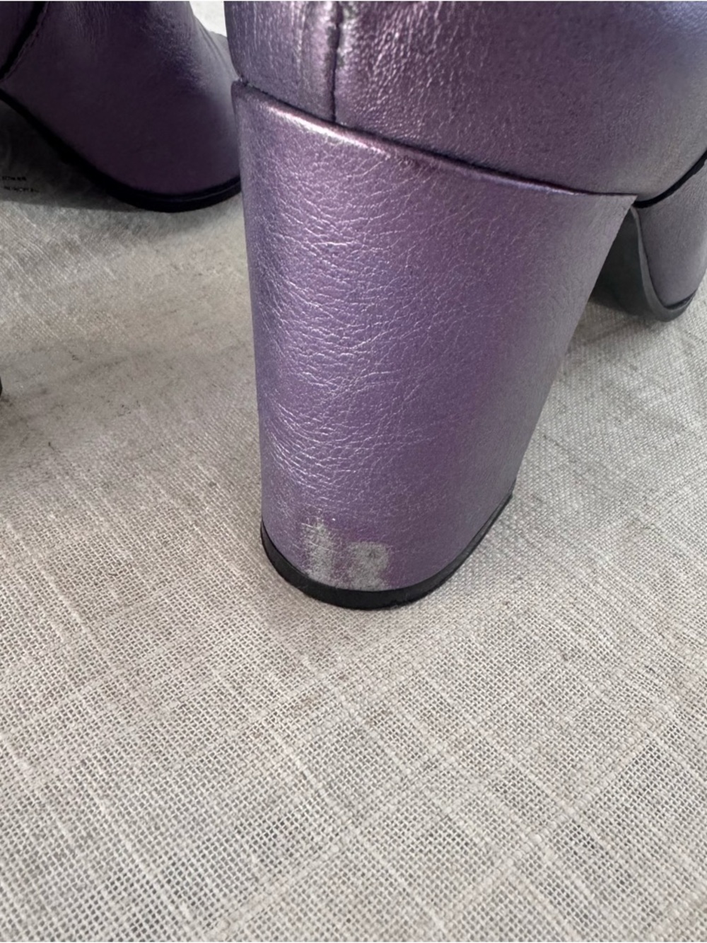 Claire Venezia Metallic Purple Leather Peep Toe Ankle Booties EU 37 - Picture 7 of 15